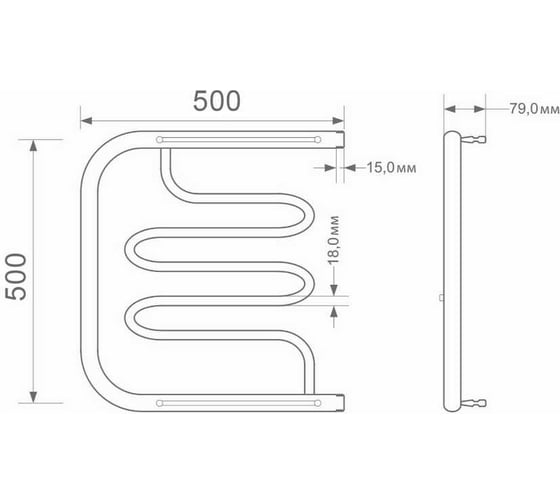Полотенцесушитель MIXLINE SIMPLE PM2 50x50 см, 1'', полка 556325