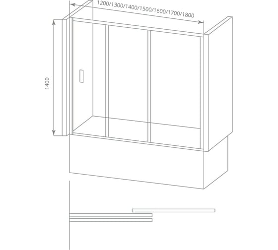 Шторка для ванны GooD DooR SCREEN WTW-140-G-CH ПД00108