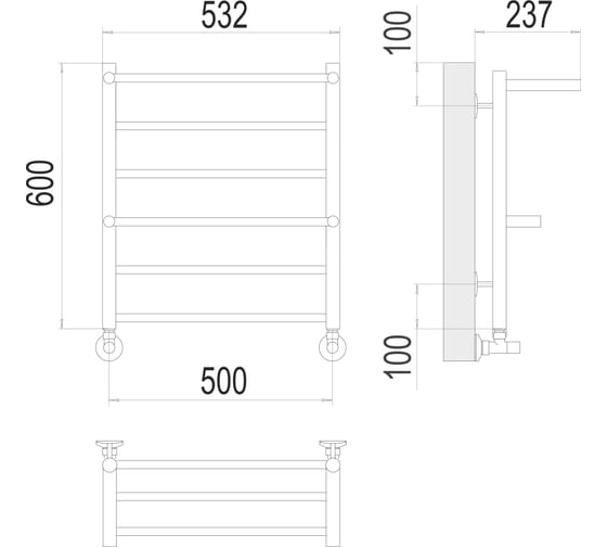 Полотенцесушитель Terminus Аврора с 2-мя полками П6 500x600 4670078563262