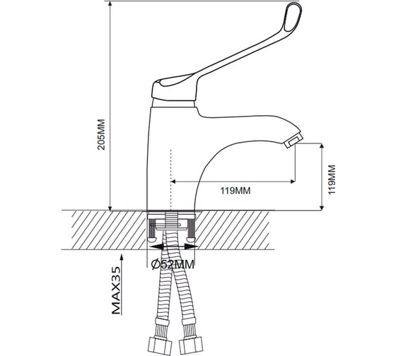 Хирургический смеситель для раковины Ekko E10054
