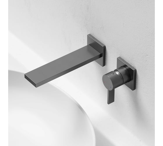 Смеситель для раковины Sancos Linn c внутренней частью, вороненая сталь SC9021GG