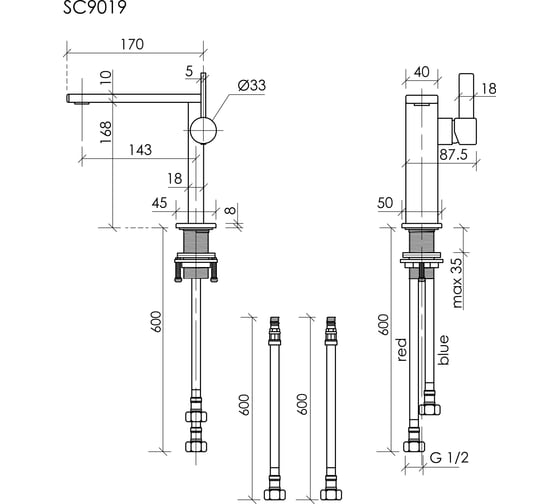 Смеситель для раковины Sancos Linn, брашированное золото, PVD покрытие SC9019BG