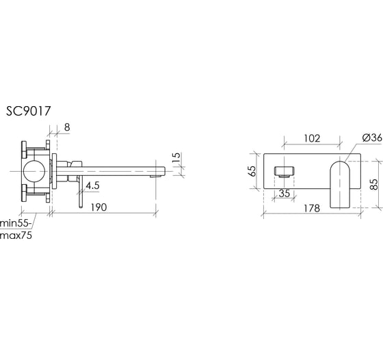 Смеситель для раковины Sancos Studio c внутренней частью, вороненая сталь SC9017GG