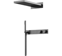 Душевой комплект с термостатом Sancos Linn, с внутренней частью, вороненая сталь арт. SC9023GG