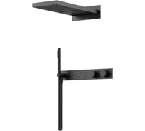 Душевой комплект с термостатом Sancos Linn, с внутренней частью, черный матовый, арт. SC9023MB