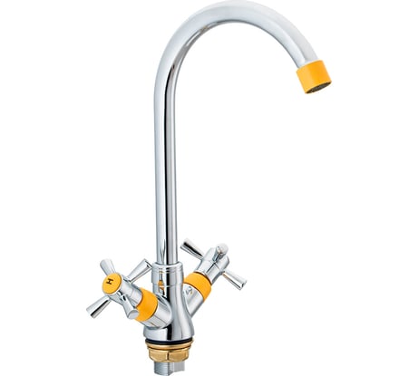 Смеситель для кухни Ekko с гайкой, с цветными наконечником и ручками, желтый E49118-9