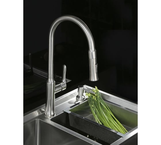 Смеситель для кухни BELBAGNO с выдвижным изливом, сатин BB-LAM38-IN