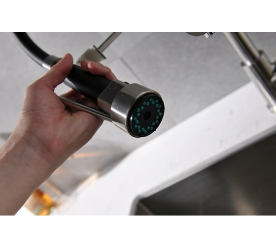 Смеситель для кухни BELBAGNO с поворотным и гибким изливом, сатин BB-LAM50-IN