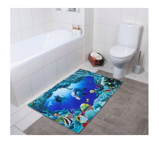 Коврик для ванны Доляна Дельфины 80х120 см 2353260 1