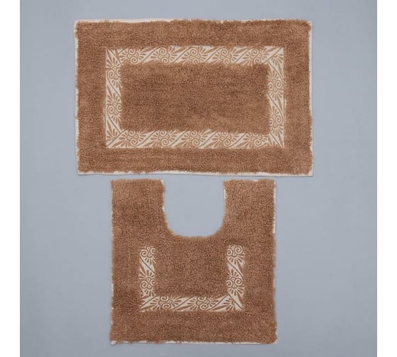 Набор ковров Доляна Вензель 40х40, 40х60, бежевый, 900 г/м2, 100% хлопок, 2 шт 5017597 1