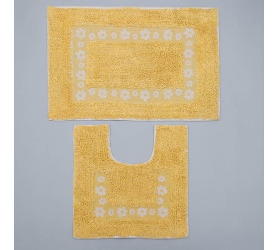 Набор ковров Доляна Цветы 40х40, 40х60, желтый, 900 г/м2, 100% хлопок, 2 шт 5017592 1