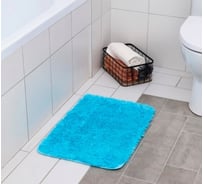 Коврик для ванны Доляна Пушистик овальный, 40х60 см, лазурный 1207613