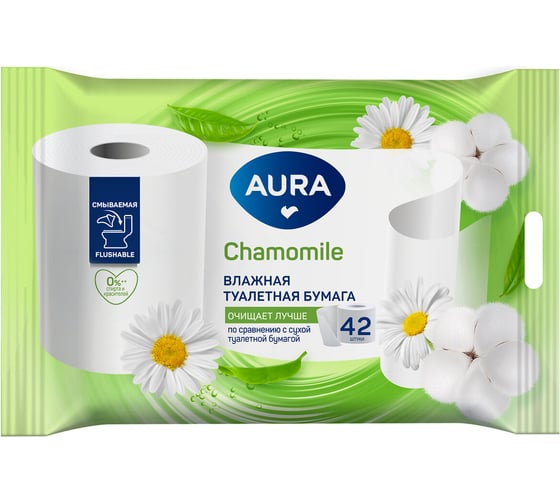Бумага туалетная влажная смываемая AURA 42 шт 20230 117671