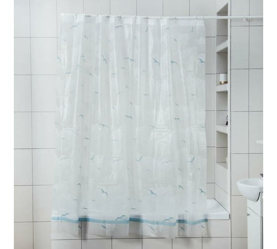 Штора для ванной Доляна Чайки 180х180 см, EVA 5430650 1