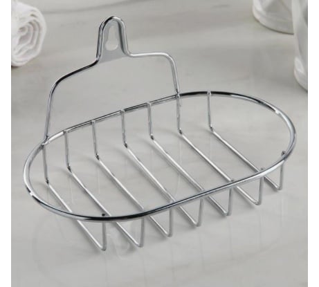 Мыльница Доляна овальная, подвесная, 15х10х9 см, хром 2506496