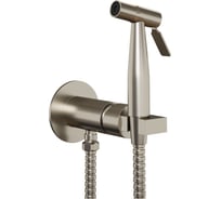 Смеситель с гигиеническим душем Paini круглый Castello Round встраиваемый, метал, брашированный никель CAPW442R PVD 61254