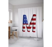 Штора (занавеска) для ванной JoyArty "Американская m" из сатена, 180х200 см с крючками, sc_4531M