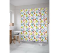Штора (занавеска) для ванной JoyArty "Веселые дракоши" из сатена, 180х200 см с крючками, sc_58901