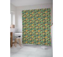 Штора (занавеска) для ванной JoyArty "Четырехлепестковое ретро" из сатена, 180х200 см с крючками, sc_57747