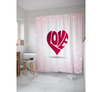 Штора (занавеска) для ванной JoyArty "Любовь в сердце" из сатена, 180х200 см с крючками, sc_53017