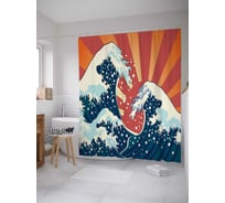 Штора (занавеска) для ванной JoyArty "Водяной вал" из сатена, 180х200 см с крючками, sc_37606