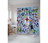 Штора (занавеска) для ванной JoyArty "Морская авантюра" из сатена, 180х200 см с крючками, sc_39170