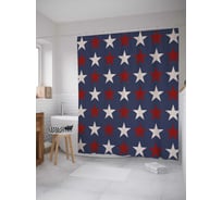 Штора (занавеска) для ванной JoyArty "Контрастные звезды" из сатена, 180х200 см с крючками, sc_37708