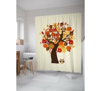 Штора (занавеска) для ванной JoyArty "Дерево Благодарения" из сатена, 180х200 см с крючками, sc_53267