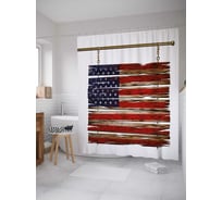 Штора (занавеска) для ванной JoyArty "Флаг США на досках" из сатена, 180х200 см с крючками, sc_37712