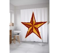 Штора (занавеска) для ванной JoyArty "Пятиконечная звезда" из сатена, 180х200 см с крючками, sc_37701