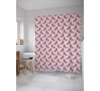 Штора (занавеска) для ванной JoyArty "Бабочка на розе" из сатена, 180х200 см с крючками, sc_31937