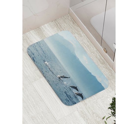 Коврик противоскользящий JoyArty "Шалости дельфинов" для ванной, сауны, бассейна, bath_12246 1