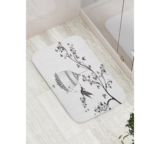 Коврик противоскользящий JoyArty "Клетка для колибри" для ванной, сауны, бассейна, bath_12390