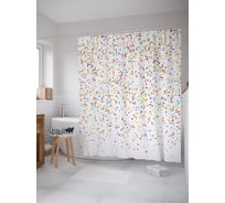 Штора (занавеска) для ванной JoyArty "Новогоднее конфетти" из сатена, 180х200 см с крючками, sc_290641