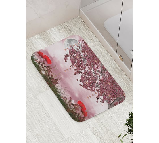 Коврик противоскользящий JoyArty "Полуночные маки" для ванной, сауны, бассейна, bath_16557