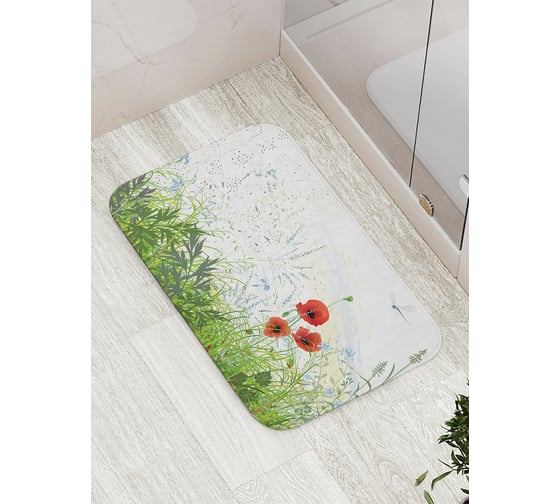 Коврик противоскользящий JoyArty "Зачарованные маки" для ванной, сауны, бассейна, bath_18329