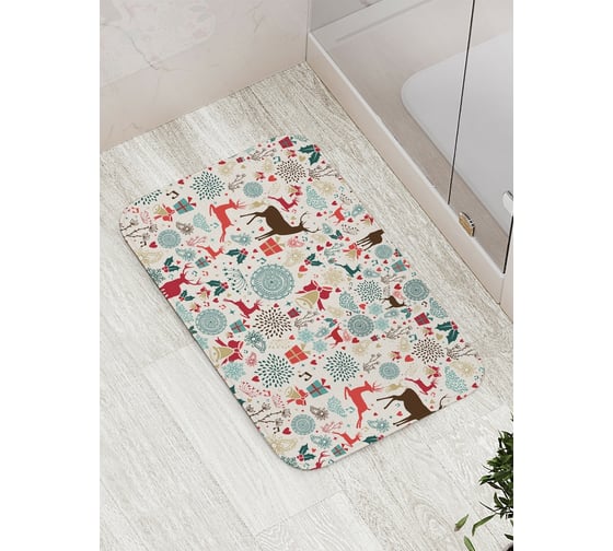 Коврик противоскользящий JoyArty "Новогодние олени" для ванной, сауны, бассейна, bath_185481