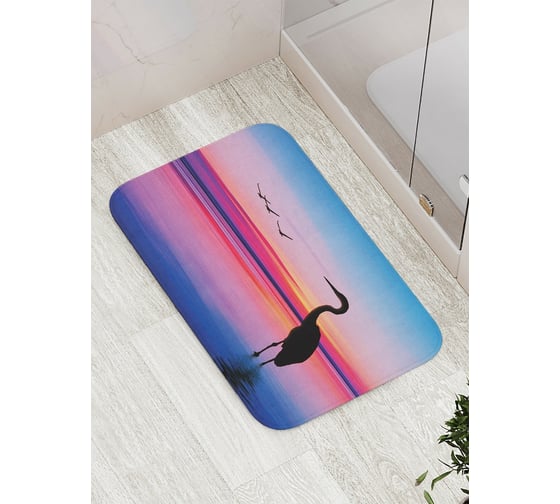 Коврик противоскользящий JoyArty "Одинокий журавль" для ванной, сауны, бассейна, bath_2618 1
