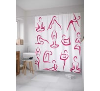 Штора (занавеска) для ванной JoyArty "Упражнения йоги" из сатена, 180х200 см с крючками, sc_37571