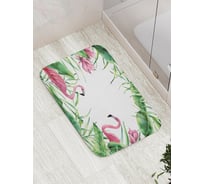 Коврик противоскользящий JoyArty "Фламинго в окружении тропиков" для ванной, сауны, бассейна, bath_122815