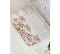 Коврик противоскользящий JoyArty "Синички с цветами" для ванной, сауны, бассейна, bath_7150