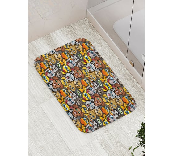 Коврик противоскользящий JoyArty "Собачьи мордашки" для ванной, сауны, бассейна, bath_50686