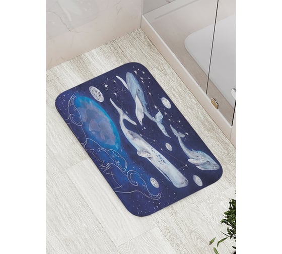 Коврик противоскользящий JoyArty "Космические киты" для ванной, сауны, бассейна, bath_18695