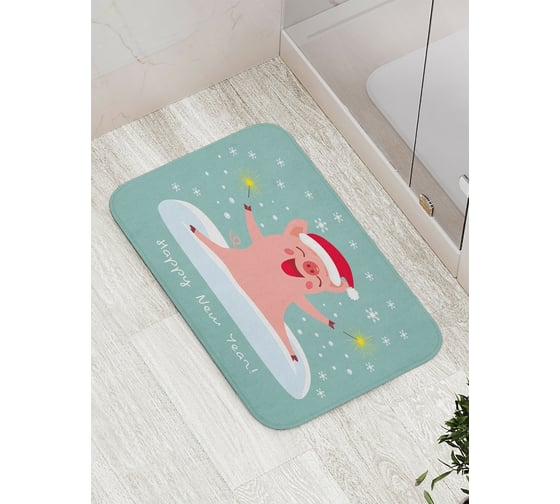 Коврик противоскользящий JoyArty "Счастливая свинка" для ванной, сауны, бассейна, bath_78057 1