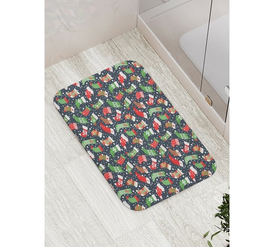 Коврик противоскользящий JoyArty "Носочки для праздничных сладостей" для ванной, сауны, бассейна, bath_290632 1