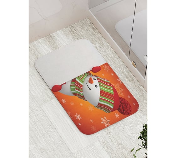 Коврик противоскользящий JoyArty "Любопытный снеговик" для ванной, сауны, бассейна, bath_20037 1