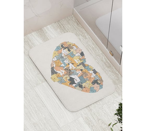 Коврик противоскользящий JoyArty "Любовь котиков" для ванной, сауны, бассейна, bath_52746 1