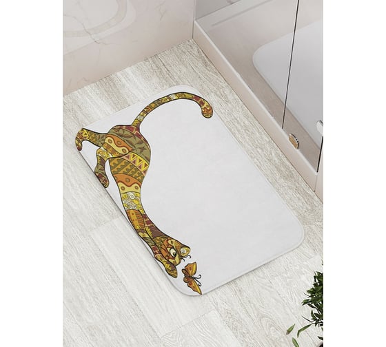 Коврик противоскользящий JoyArty "Красочный кот с узорами" для ванной, сауны, бассейна, bath_15881 1