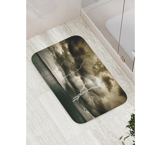 Коврик противоскользящий JoyArty "Тучи с молниями" для ванной, сауны, бассейна, bath_16291