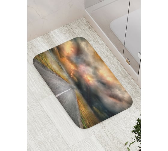 Коврик противоскользящий JoyArty "Грозовая дорога" для ванной, сауны, бассейна, bath_16309 1
